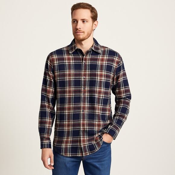 Vintage Eddie Bauer Plaid HEAVY Flannel Shirt Men Large Tall L/GT 80’s Hong Kong - Picture 1 of 11